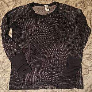 lululemon athletica Swifty Black Mesh Long Sleeve Top- Multi Colored Threads